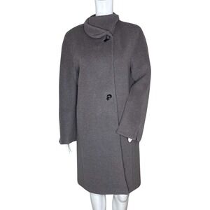 Hilary Radley Coat Womens 4 Gray Alpaca Wool Pea Coat Neutral Minimalist Preppy